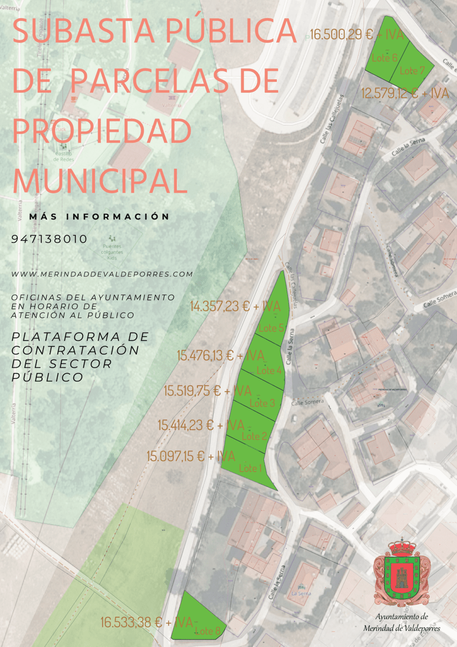 Cartel publicidad subasta parcelas Serna